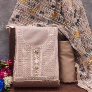 New Roman Silk Brown Color Dress Material