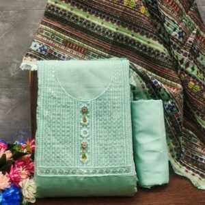 New Sea Green silk Unstitched Dress