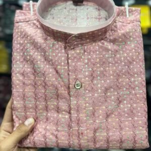 New Silk Baby Pink Kurta And Pyjama