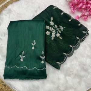 New Silk Green Color Saree With Sequence Work