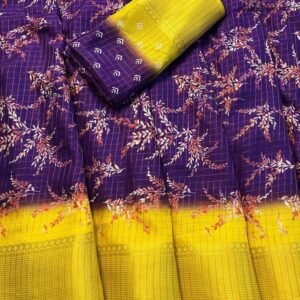 New Silk Uniform Purple Saree with Jequrd Boder