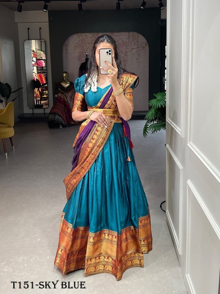 new sky blue narayan pet cotto 1719821892 New Sky Blue Narayan Pet Cotton Lehenga Choli