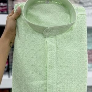 New Special Rayon Chikan Work Pista Kurta With Pyjama