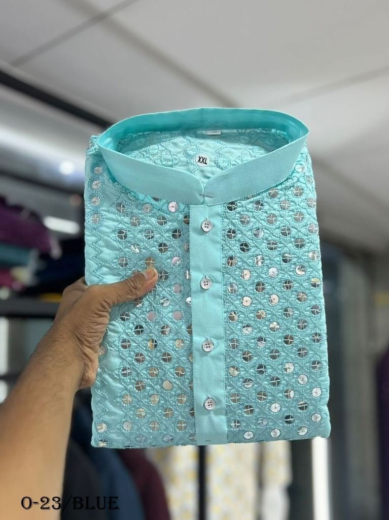 new stylish blue kurta and pyj 1721817919 New Stylish Mens Sky Blue Kurta And Pyjama Set