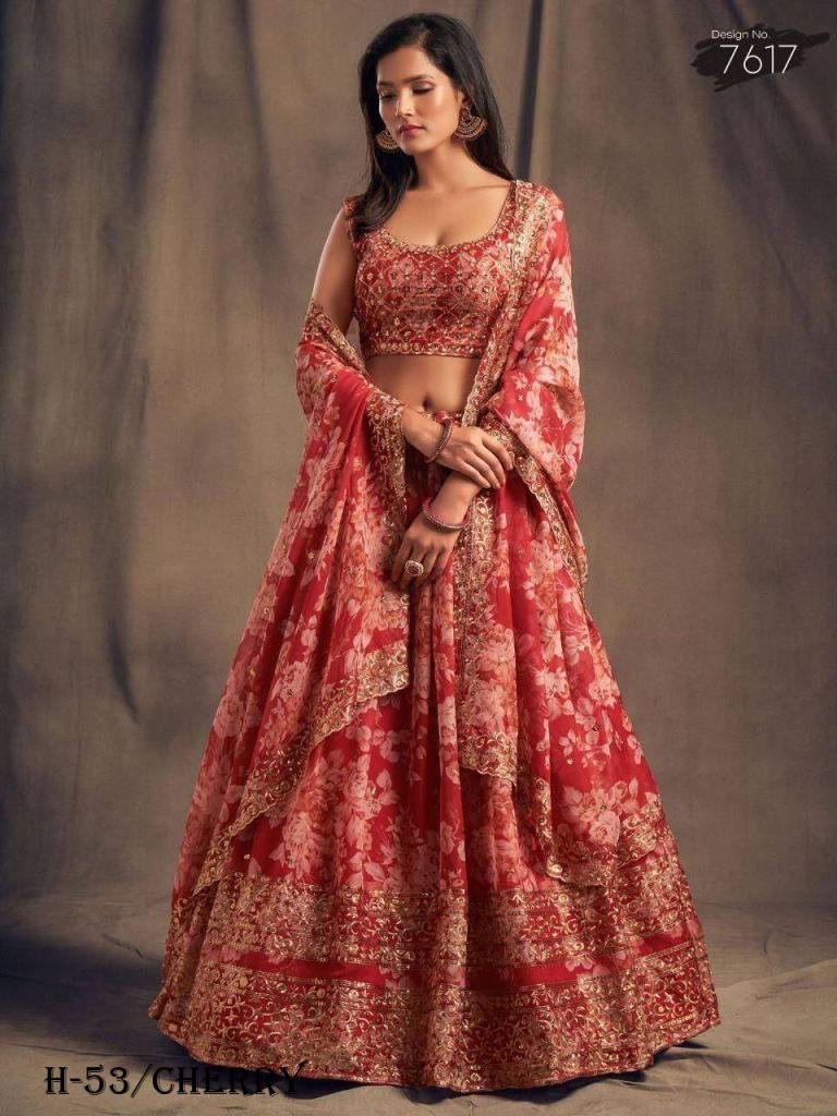 new stylish cherry lehenga cho 1724158864 New Stylish Cherry Lehenga Choli With Dupatta