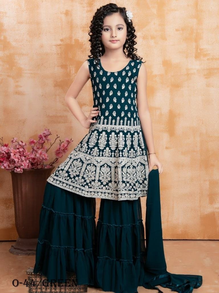 new stylish kids sharara in gr 1723194830 New Stylish Kids Sharara Suit In Green Colour