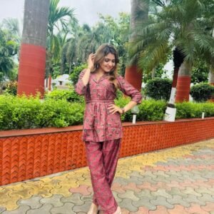 New Stylish Magenta Cotton Digital Print Co Ord Set