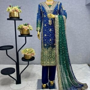 New Traditional Blue Georgette Kurti Pant Set