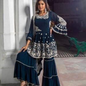 New Traditional Rama Georgette Kediya Sharara Suits