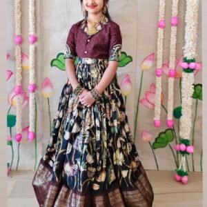 New Trending Zari Weaving Work Printed Stitched Lahenga Choli For Festive