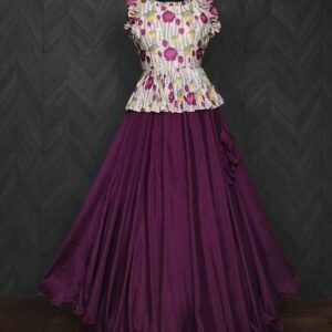 New Trendy Chinon Wine Crop Top Lehenga Choli