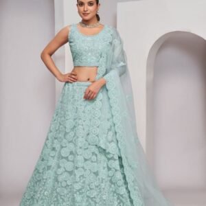 New Trendy Collection Light Blue Soft Net Lehenga Choli