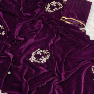 New Velvet Beautiful Purple Saree