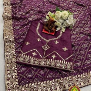 New Vichitra Silk Wine Saree With Sequence Codding work