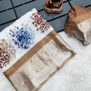 New Viscose Silk Light Brown Saree With Zari Border