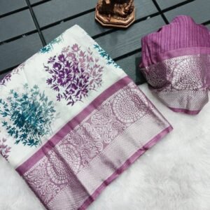New Viscose Silk Purple Saree With Zari Border