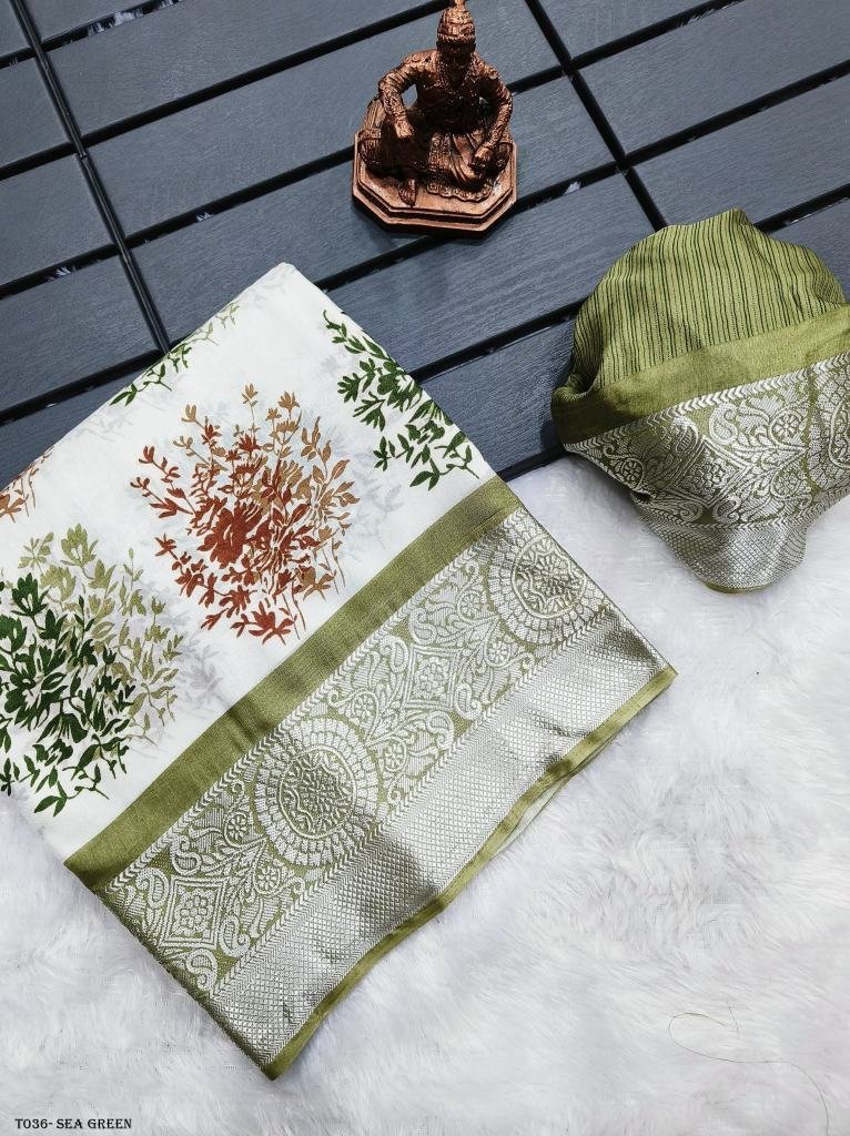 new viscose silk sea green sar 1718095075 New Viscose Silk Sea Green Saree With Zari Border