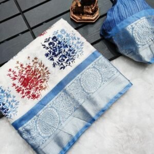 New Viscose Silk Sky Blue Saree With Zari Border