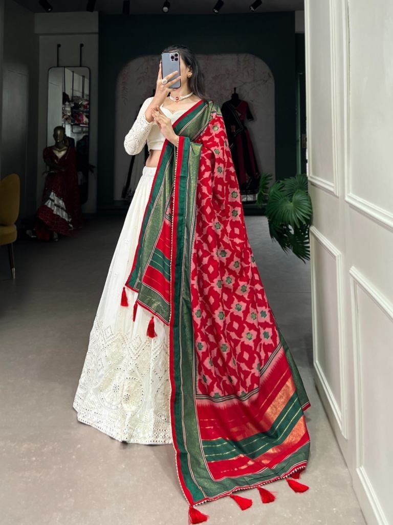 new white lehenga with gotta p 1728908050 New White Lehenga With Gotta Patti Lace Dupatta