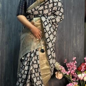 New Women Wear Grey Pure Dola Silk Saree