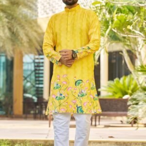 New Yellow Heavy Rayon Fabric Kurta Set