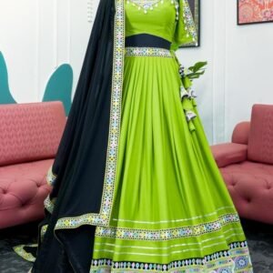 Newly Launch Rayon Fabric Green Chaniya Choli With Dupatta