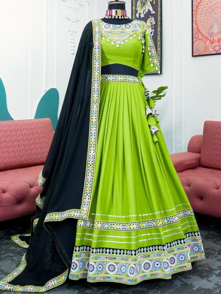 newly launch rayon fabric gree 1723287595 Newly Launch Rayon Fabric Green Chaniya Choli With Dupatta