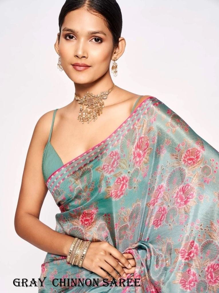 nimki 8 gray chinnon party wea 1717065681 Nimki 8 Gray Chinnon Party Wear Digital Printed Saree