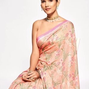 Nimki 8 Peach Chinnon Party Wear Digital Printed Saree