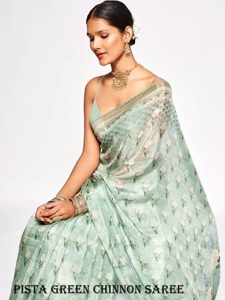 nimki 8 pista green chinnon pa 1717066235 Nimki 8 Pista Green Chinnon Party Wear Digital Printed Saree