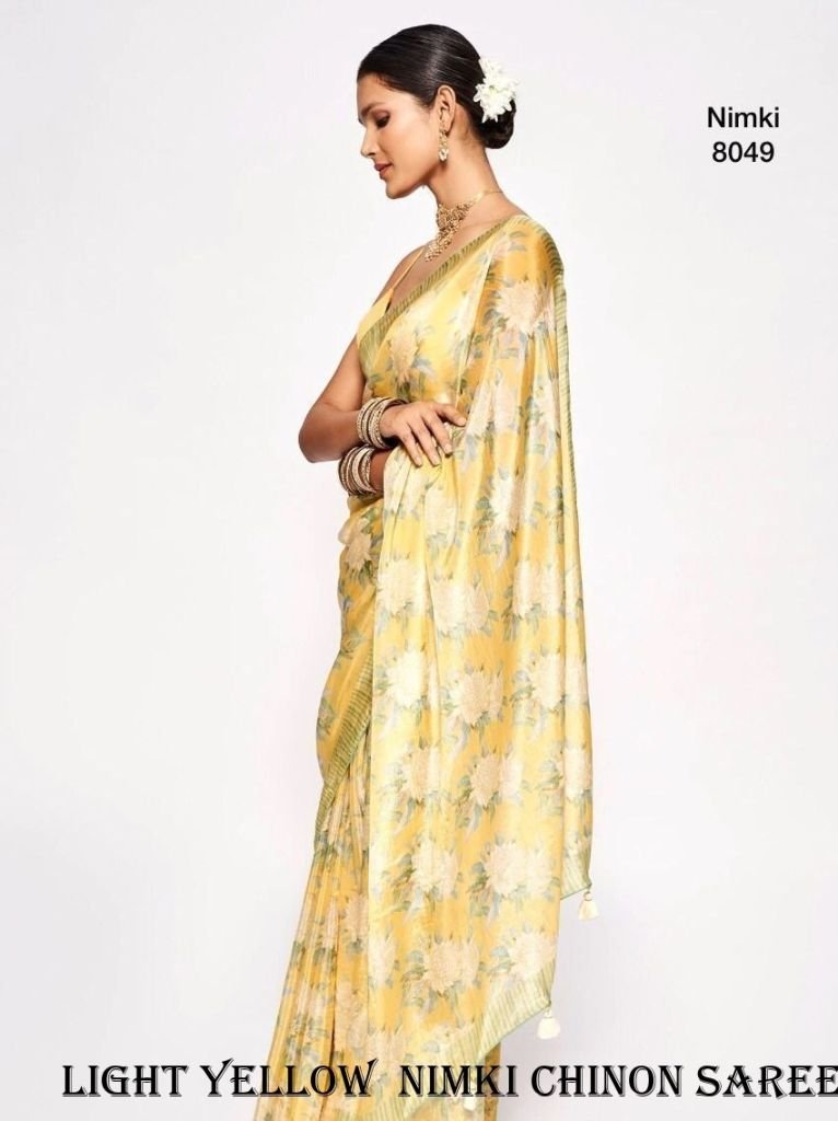 nimki 9 light yellow pure chin 1717071742 Nimki 9 Light Yellow Pure Chinon Saree