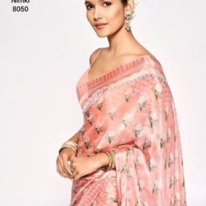 Nimki 9 Peach Pure Chinon Saree