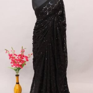Niyati 3 Black Georgette Sequence Work Saree