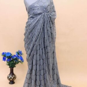 Niyati 3 Grey Georgette Sequence Work Saree