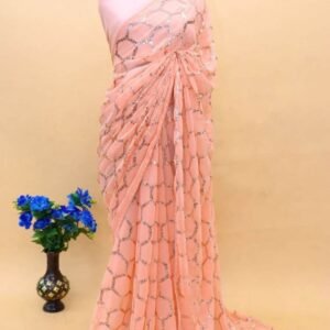 Niyati 3 Peach Georgette Sequence Work Saree