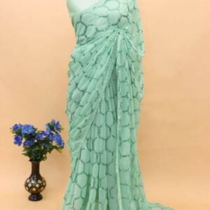 Niyati 3 Pista Green Georgette Sequence Work Saree