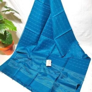 Ocean Blue Striped Kota Viscose Silk Saree