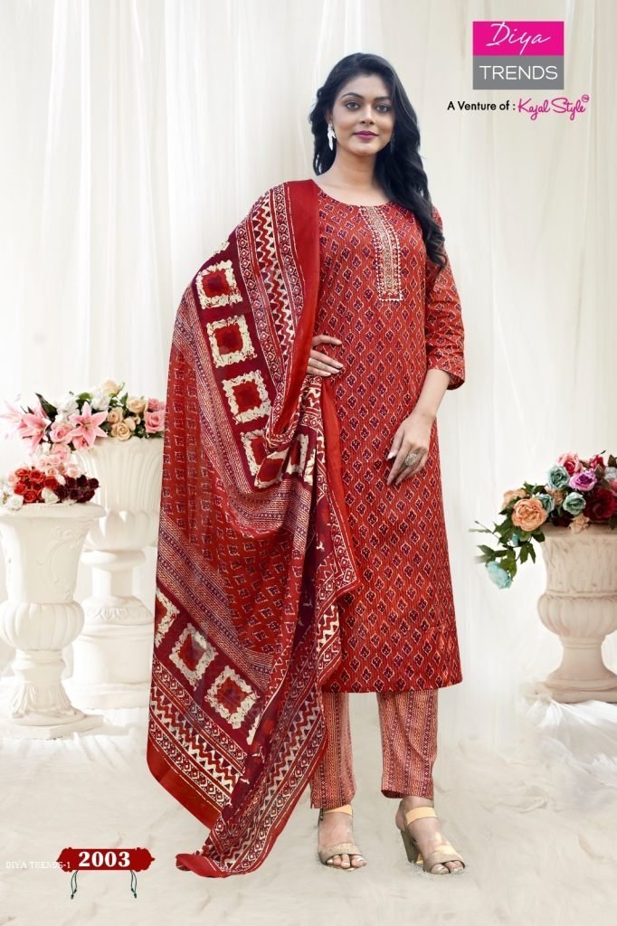 odhani kajal style designer co 1712925596 Odhani Kajal style Designer Cotton Kurti pant set wth dupatta