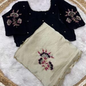 Off White Exclusive Bollywood Two Ton Rangoli Silk Saree With Readymade Blouse