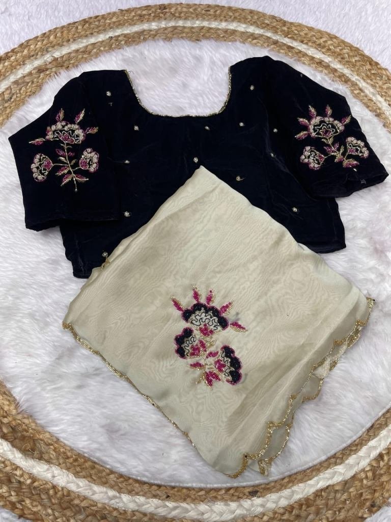 off white exclusive bollywood 1728724786 Off White Exclusive Bollywood Two Ton Rangoli Silk Saree With Readymade Blouse