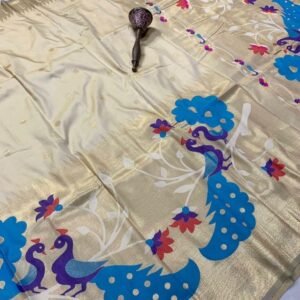 Off White Soft Kanchivaram Pethani Silk Saree