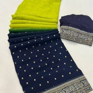 Olive and Black Color Heavy Georgette Saree With foil print