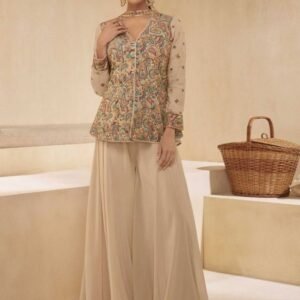Olive Georgette Palazzo Set By Sayuri Designer
