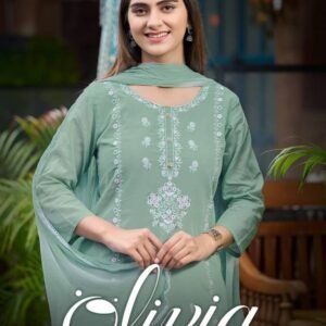 OLIVIA Premium Quality Mul Cotton Kurti Pant Set with Dupatta