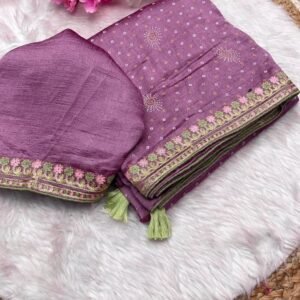 Onion Attractive Designer Vichitra Saree With Multi Work