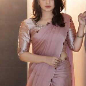Onion Party Wear Handwork And Cutwork Rangoli Silk Saree
