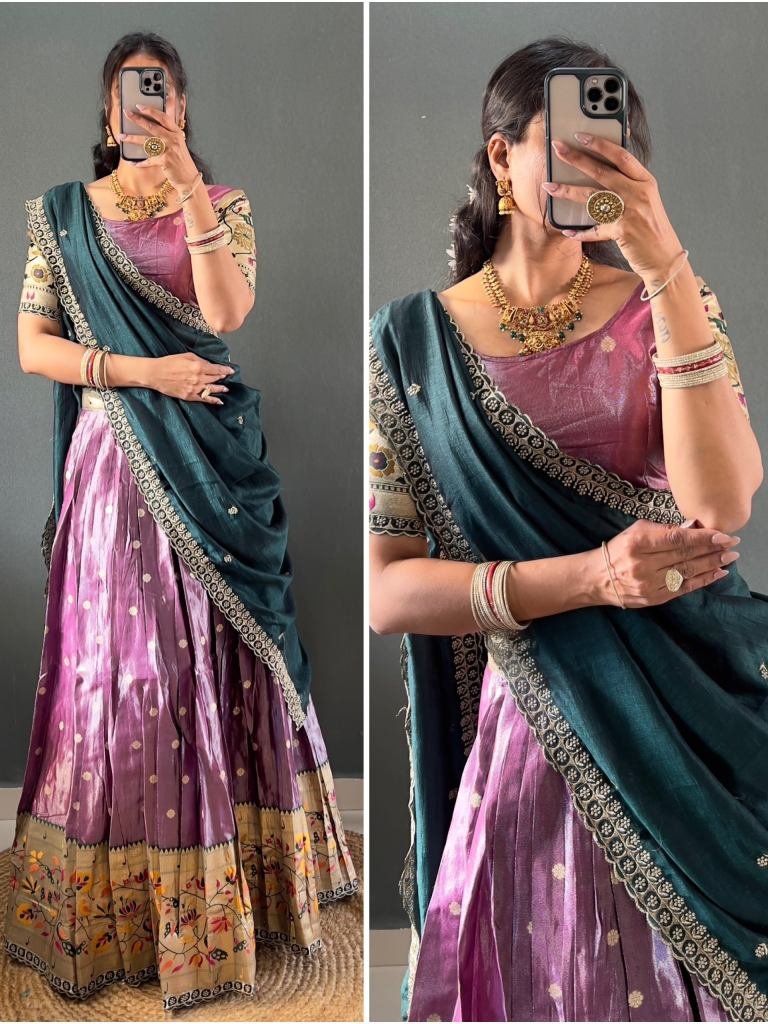 onion pink colour weaving zari 1744285131 Onion Pink Colour Weaving Zari Work Lehenga Choli With Dupatta