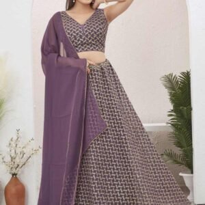 Onion Pink Georgette Readymade Sequence Lehenga Choli