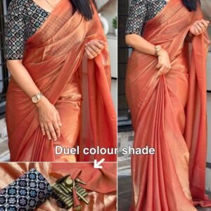Orange Attractive Party Wear Pure Liquid Satin Saree