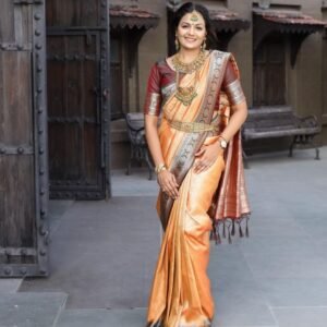 Orange Color Pure Soft Silk Saree and Blouse